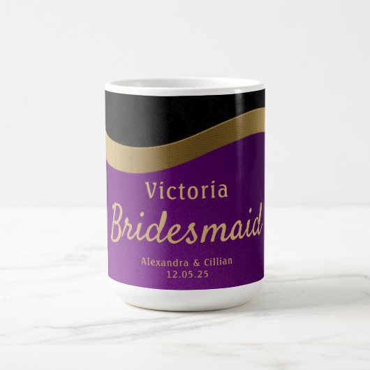 Stijlvolle Paarse en goudmonogrammen Koffiemok (Center)