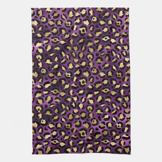 Stijlvolle, Paarse en goudolierapperspots Theedoek (Verticaal)