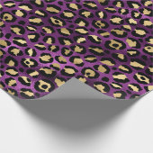 Stijlvolle Paarse en goudolierapporten Safari Cadeaupapier (Hoek)