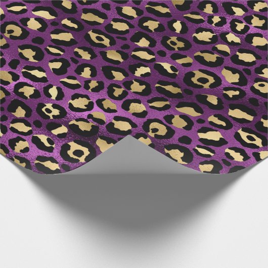 Stijlvolle Paarse en goudolierapporten Safari Cadeaupapier (Hoek)