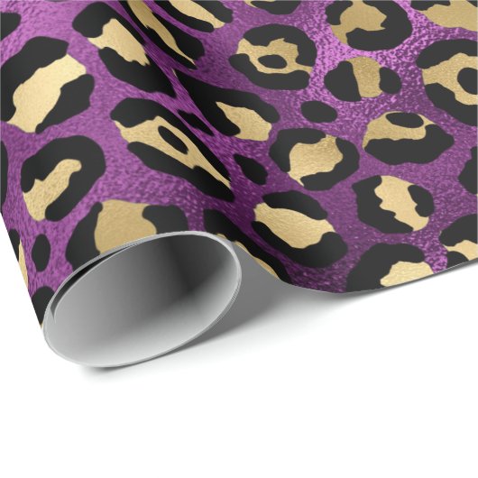 Stijlvolle Paarse en goudolierapporten Safari Cadeaupapier (Rol Hoek)