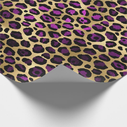 Stijlvolle Paarse en goudolierapporten Safari Cadeaupapier (Hoek)