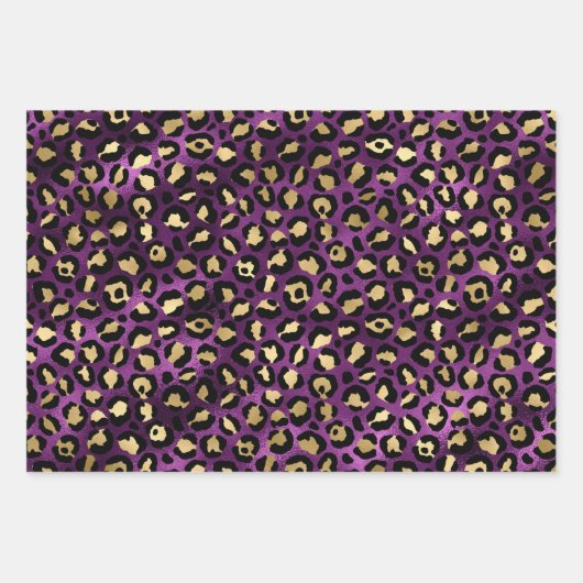 Stijlvolle Paarse en goudolierapporten Safari Inpakpapier Vel (Voorkant 2)