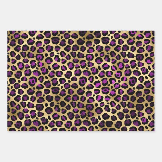 Stijlvolle Paarse en goudolierapporten Safari Inpakpapier Vel (Voorkant)