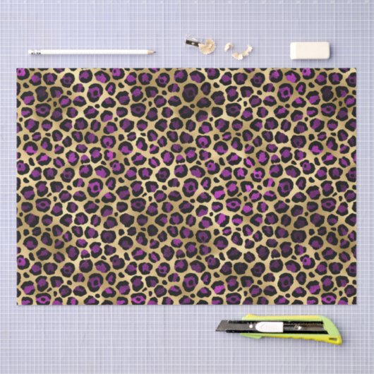 Stijlvolle Paarse en goudolierapporten Safari Tissuepapier (Craft)