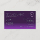 Stijlvolle Paarse en groene spiegelletters met Log Visitekaartje (Achterkant)