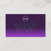 Stijlvolle Paarse en groene spiegelletters met Log Visitekaartje (Voorkant)