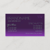 Stijlvolle Paarse en groene spiegelletters Monogra Visitekaartje (Achterkant)