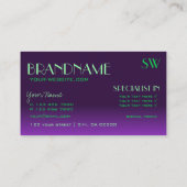 Stijlvolle Paarse en groene spiegellettertype met  Visitekaartje (Achterkant)