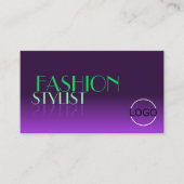 Stijlvolle Paarse en groene spiegellettertype met  Visitekaartje (Voorkant)