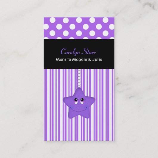 Stijlvolle Paarse en witte Star-kaart Contactkaartje (Voorkant)