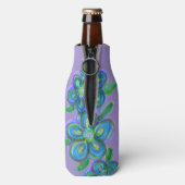 Stijlvolle paarse Floral Designer Bottle Hoesje Flesjeskoeler (Fles Achterkant)