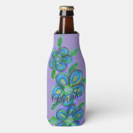 Stijlvolle paarse Floral Designer Bottle Hoesje Flesjeskoeler