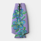 Stijlvolle paarse Floral Designer Bottle Hoesje Flesjeskoeler (Achterkant)
