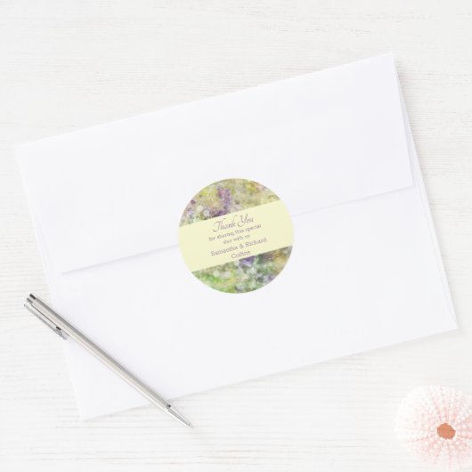Stijlvolle Paarse Floral Garden Ronde Sticker (Envelop)