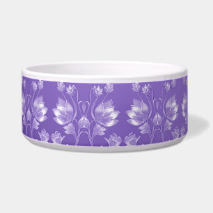 Stijlvolle Paarse Floral Pet Bowl Voerbakje