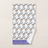 Stijlvolle Paarse Floral Rabbit Waterverf Cute Bun Bad Handdoek (Handdoek)