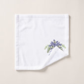 Stijlvolle Paarse Floral Rabbit Waterverf Cute Bun Bad Handdoek (Wasdoekje)