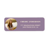 Stijlvolle Paarse foto Afstuderen retour adres Etiket (Voorkant)