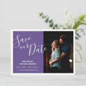 Stijlvolle Paarse | Foto De datum opslaan Save The Date (Staand voorkant)
