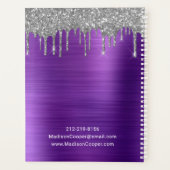 Stijlvolle Paarse Glitter Stylist Business Planner (Achterkant)