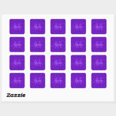 stijlvolle paarse glitterscriptnaam met monogram vierkante sticker (Vel)