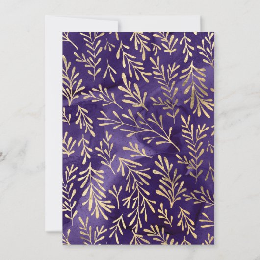 Stijlvolle Paarse gouden bladeren 75e verjaardag Kaart (Achterkant)