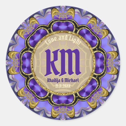 Stijlvolle paarse gouden kant elegant speciale dag ronde sticker (Voorkant)