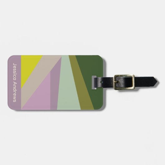 Stijlvolle Paarse groene geometrische geometrische Bagagelabel (Voorkant horizontaal)