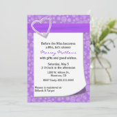 Stijlvolle Paarse hartbridale showuitnodiging Kaart (Staand voorkant)