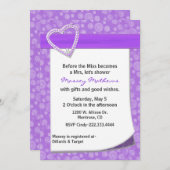 Stijlvolle Paarse hartbridale showuitnodiging Kaart (Voorkant / Achterkant)