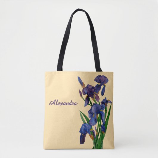 Stijlvolle Paarse Iris Waterverf Bloemig  Tote Bag (Voorkant)