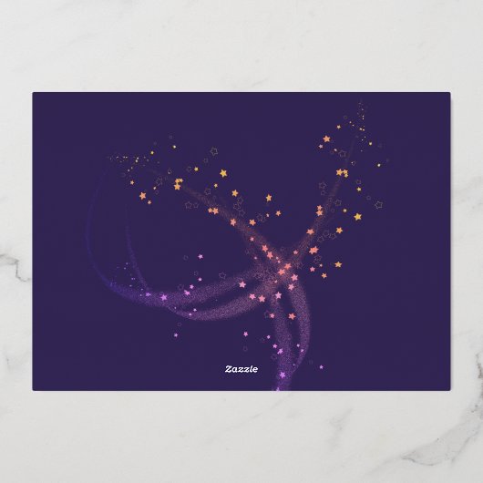 Stijlvolle Paarse kerstnachtsterren Folie Feestdagenkaart (Achterkant)