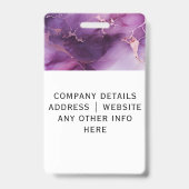 Stijlvolle Paarse Marmeren Medewerker ID Badge (Achterkant)