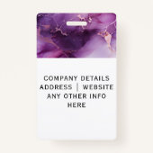 Stijlvolle Paarse Marmeren Medewerker ID Badge (Achterkant)