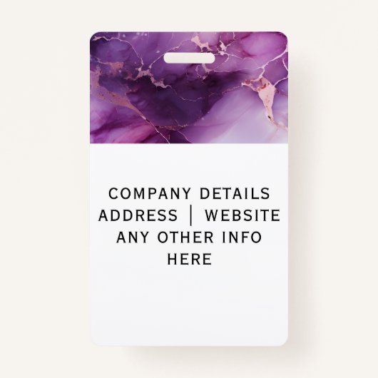 Stijlvolle Paarse Marmeren Medewerker ID Badge (Achterkant)