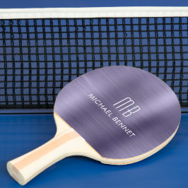 Stijlvolle Paarse Metalen Monogramnaam Tafeltennisbatje
