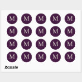 Stijlvolle paarse monografie ronde sticker (Vel)