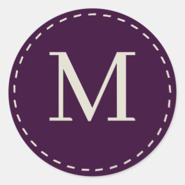 Stijlvolle paarse monografie ronde sticker