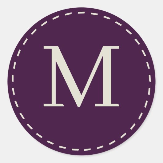 Stijlvolle paarse monografie ronde sticker (Voorkant)