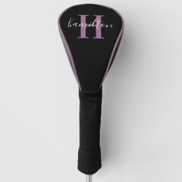 Stijlvolle paarse monogram naam initiaal golfheadcover