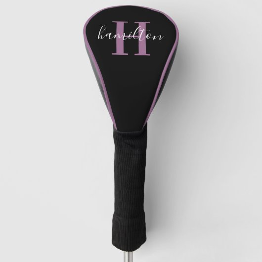 Stijlvolle paarse monogram naam initiaal golfheadcover (Voorkant)