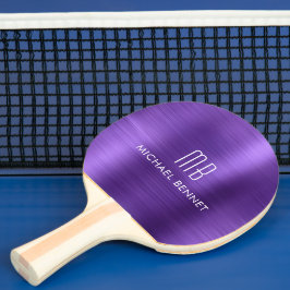 Stijlvolle Paarse monogram naam Tafeltennisbatje