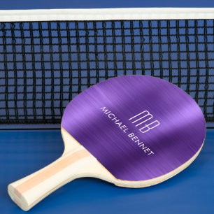 Stijlvolle Paarse monogram naam Tafeltennisbatje