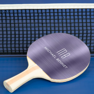 Stijlvolle Paarse monogram naam Tafeltennisbatje