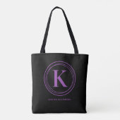 Stijlvolle paarse monogram naam zwart tote bag (Achterkant)