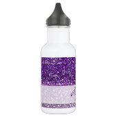 Stijlvolle Paarse Ombre Glitter Monogram Naam Waterfles (Links)
