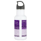Stijlvolle Paarse Ombre Glitter Monogram Naam Waterfles (Achterkant)