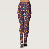 Stijlvolle Paarse paddestoel bladpatroon Leggings (Achterkant)