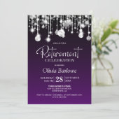 Stijlvolle Paarse pensioenpartij Kaart (Staand voorkant)